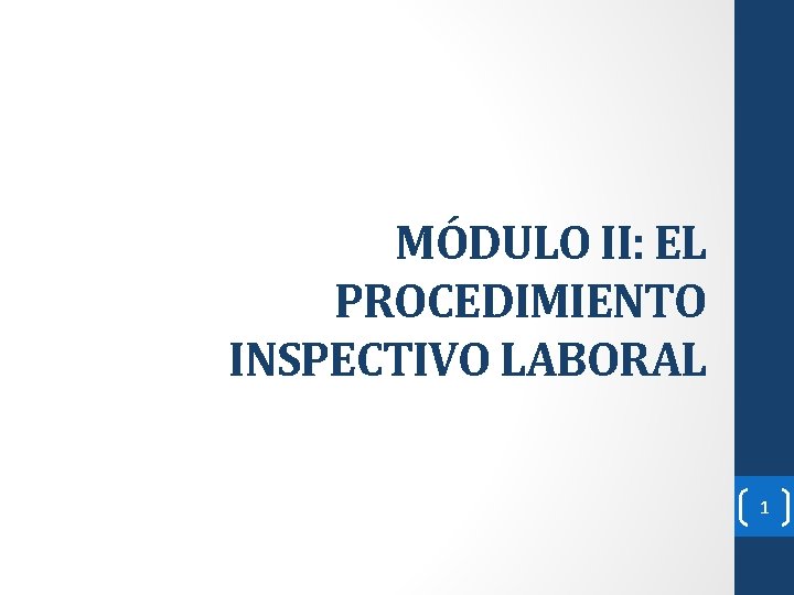 MÓDULO II: EL PROCEDIMIENTO INSPECTIVO LABORAL 1 