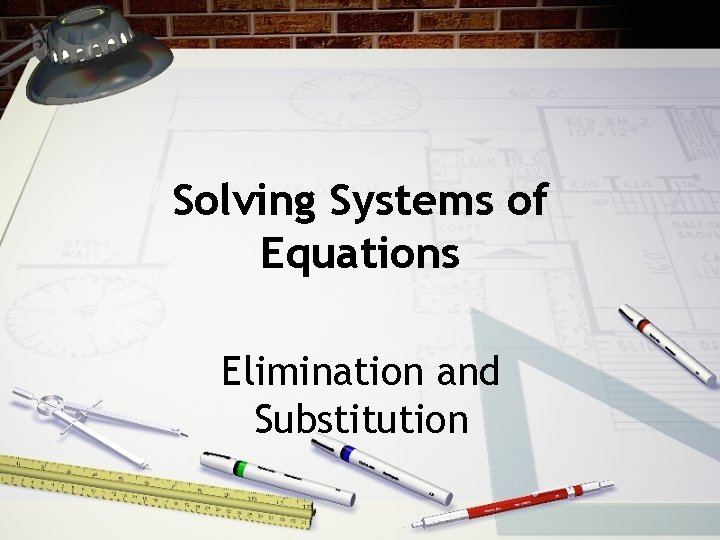 Solving Systems of Equations Elimination and Substitution 