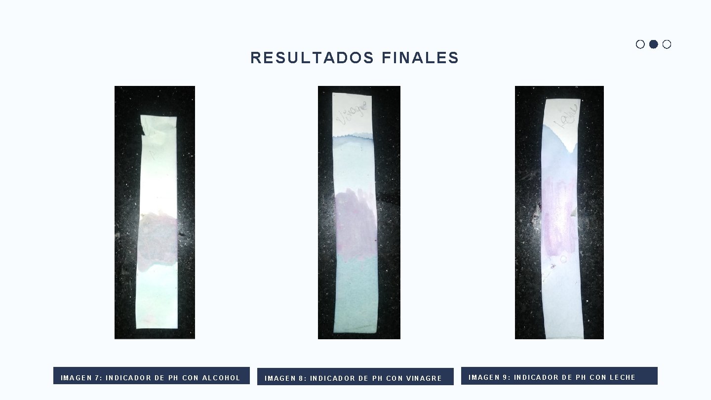 RESULTADOS FINALES IMAGEN 7: INDICADOR DE PH CON ALCOHOL IMAGEN 8: INDICADOR DE PH