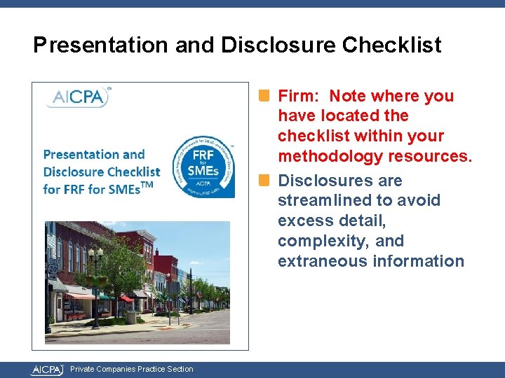 Presentation and Disclosure Checklist Firm: Note where you have located the checklist within your