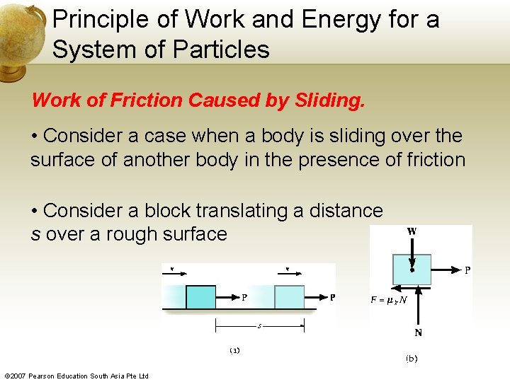 Principle of Work and Energy for a System of Particles Work of Friction Caused