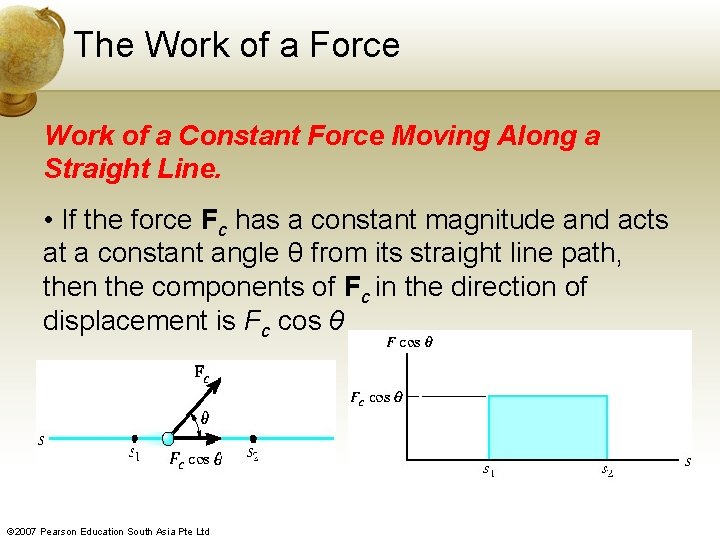 The Work of a Force Work of a Constant Force Moving Along a Straight