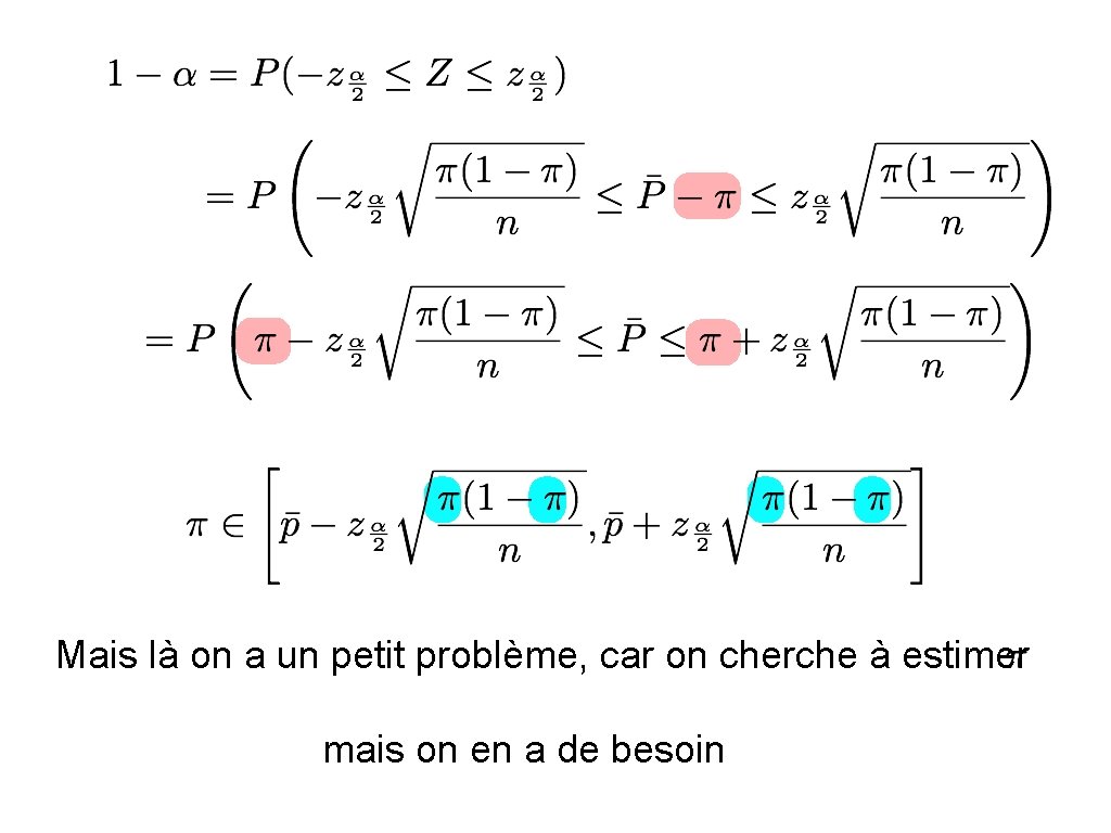 Mais là on a un petit problème, car on cherche à estimer mais on
