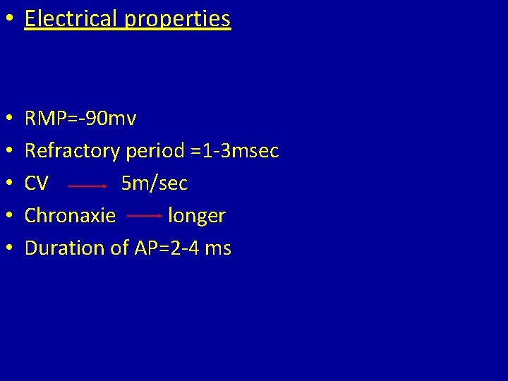  • Electrical properties • • • RMP=-90 mv Refractory period =1 -3 msec