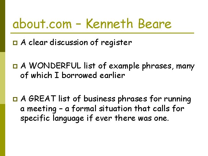 about. com – Kenneth Beare p p p A clear discussion of register A