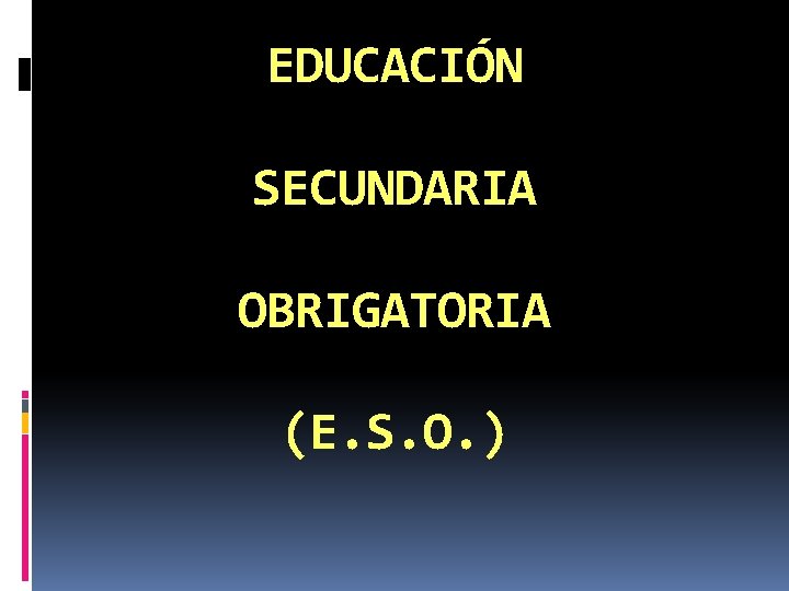 EDUCACIÓN SECUNDARIA OBRIGATORIA (E. S. O. ) 