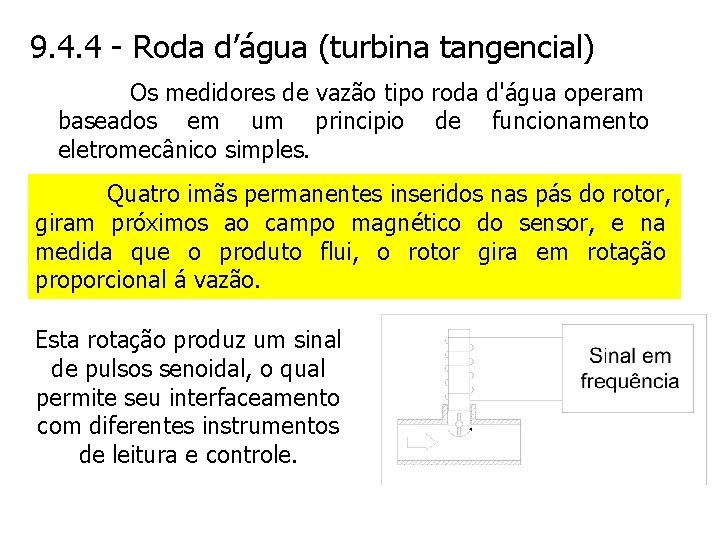 9. 4. 4 - Roda d’água (turbina tangencial) Os medidores de vazão tipo roda