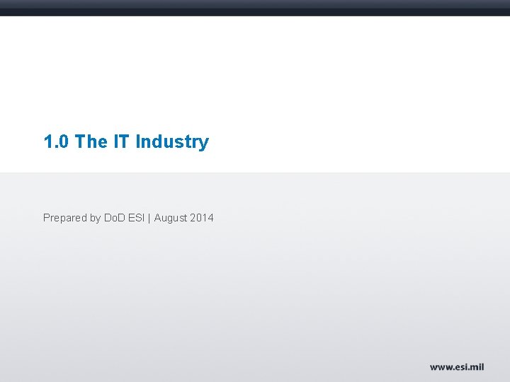 1. 0 The IT Industry Prepared by Do. D ESI | August 2014 