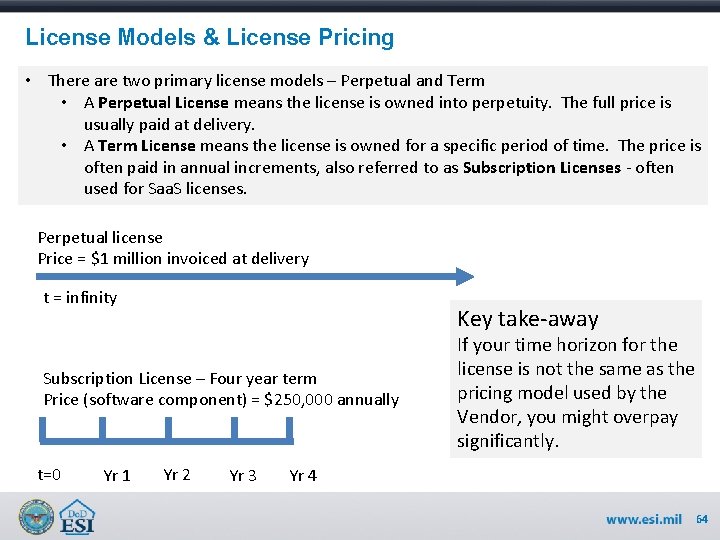 License Models & License Pricing • There are two primary license models – Perpetual