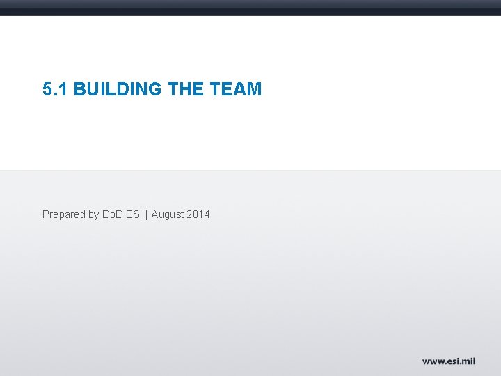 5. 1 BUILDING THE TEAM Prepared by Do. D ESI | August 2014 