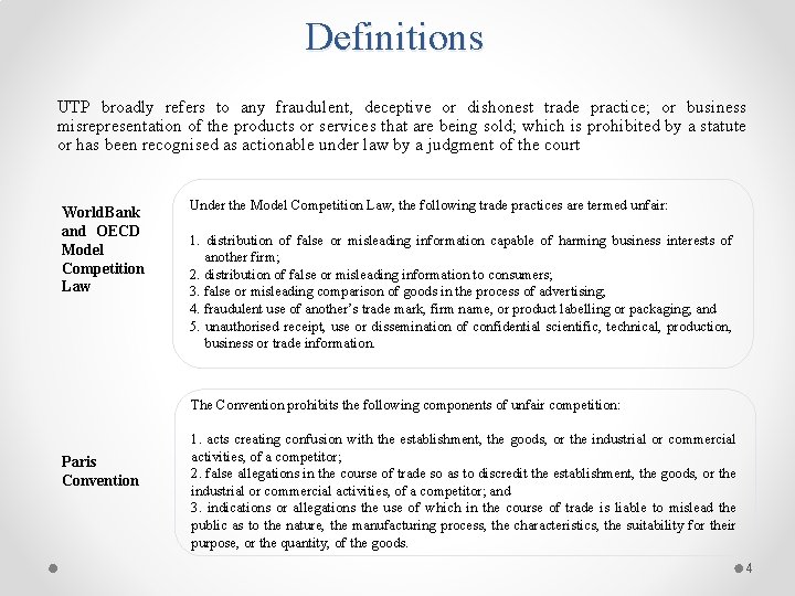 Definitions UTP broadly refers to any fraudulent, deceptive or dishonest trade practice; or business