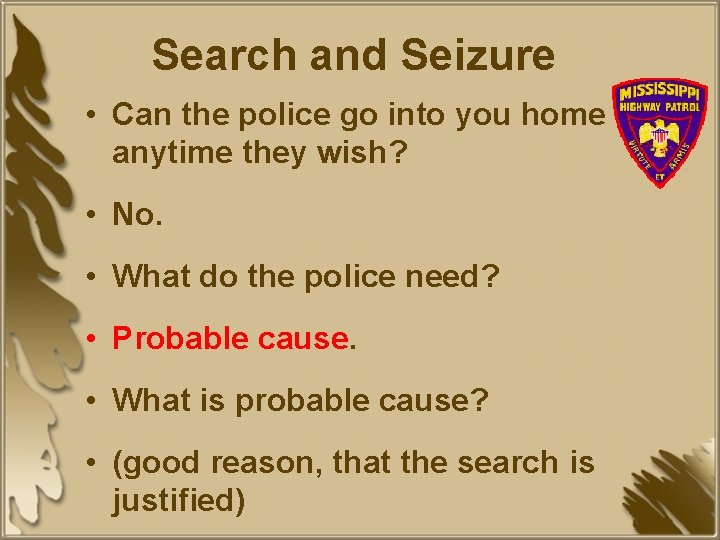 Search and Seizure • Can the police go into you home anytime they wish?