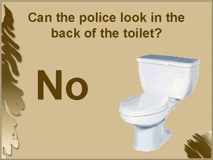Can the police look in the back of the toilet? No 