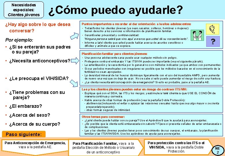 Necesidades especiales: Clientes jóvenes ¿Cómo puedo ayudarle? ¿Hay algo sobre lo que desea conversar?