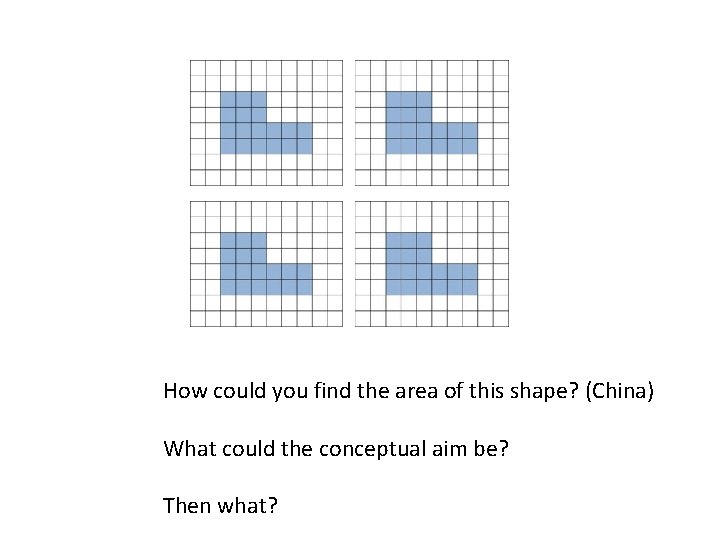 How could you find the area of this shape? (China) What could the conceptual