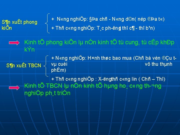 S¶n xuÊt phong kiÕn + N «ng nghiÖp: §Þa chñ N «ng d©n( nép