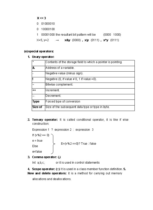 X << 3 0 01000010 0 10000100 1 00001000 the resultant bit pattern will