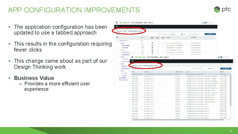 APP CONFIGURATION IMPROVEMENTS • The application configuration has been updated to use a tabbed