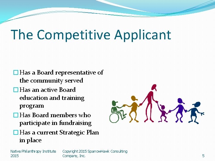 The Competitive Applicant �Has a Board representative of the community served �Has an active