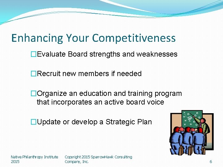 Enhancing Your Competitiveness �Evaluate Board strengths and weaknesses �Recruit new members if needed �Organize