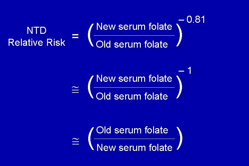NTD Relative Risk = ( New serum folate Old serum folate ( New serum