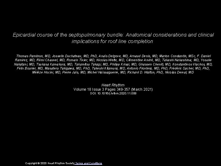 Epicardial course of the septopulmonary bundle: Anatomical considerations and clinical implications for roof line