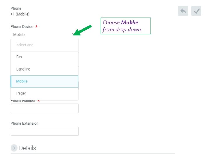 Choose Moblie from drop down 