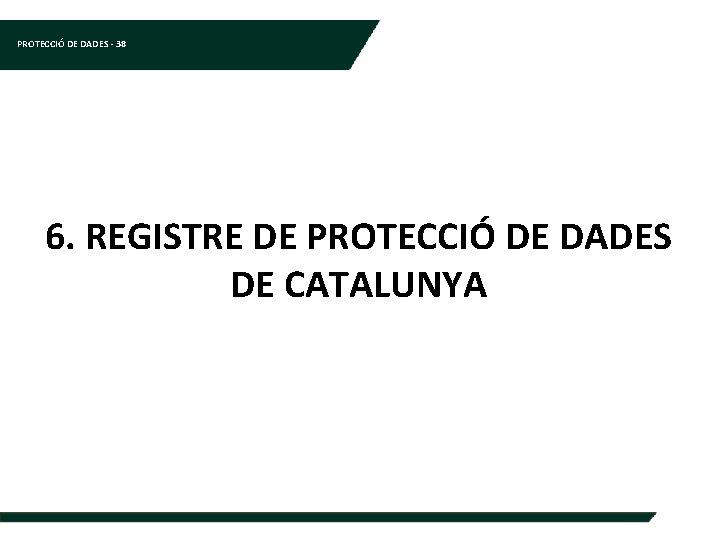 PROTECCIÓ DE DADES - 38 6. REGISTRE DE PROTECCIÓ DE DADES DE CATALUNYA 