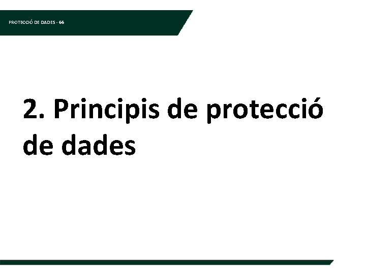 PROTECCIÓ DE DADES - 66 2. Principis de protecció de dades 