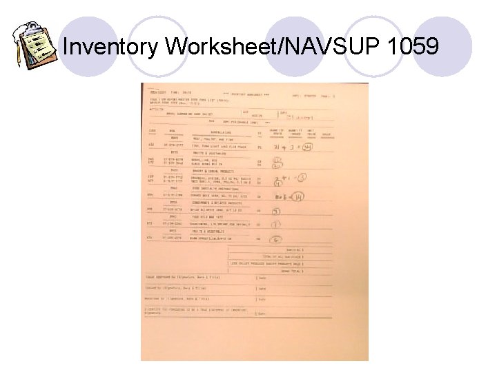 Inventory Worksheet/NAVSUP 1059 Inventory Worksheet/NAVSUP 1059