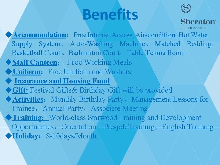Benefits u. Accommodation:Free Internet Access, Air-condition, Hot Water Supply System、 Auto-Washing Machine、 Matched Bedding, Benefits u. Accommodation:Free Internet Access, Air-condition, Hot Water Supply System、 Auto-Washing Machine、 Matched Bedding,