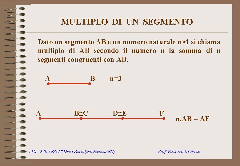 MULTIPLO DI UN SEGMENTO Dato un segmento AB e un numero naturale n>1 si