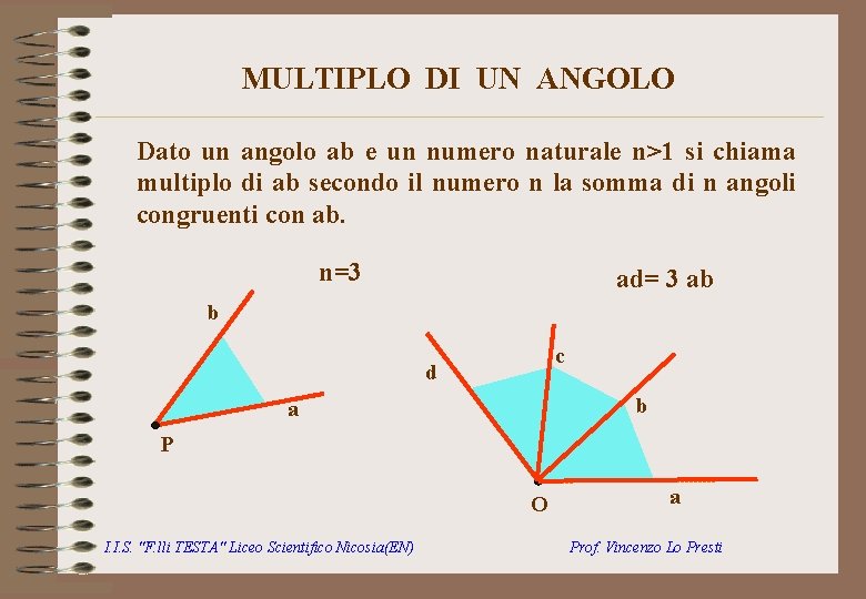 MULTIPLO DI UN ANGOLO Dato un angolo ab e un numero naturale n>1 si