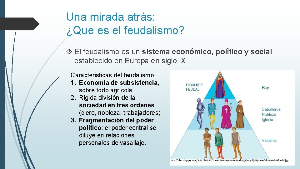 Una mirada atràs: ¿Que es el feudalismo? El feudalismo es un sistema económico, polìtico