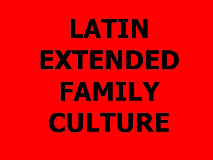LATIN EXTENDED FAMILY CULTURE 