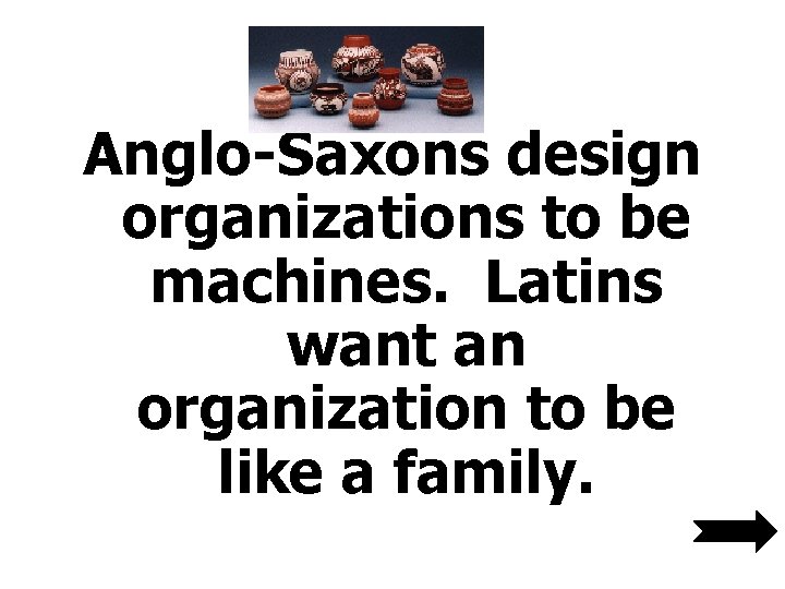 Anglo-Saxons design organizations to be machines. Latins want an organization to be like a