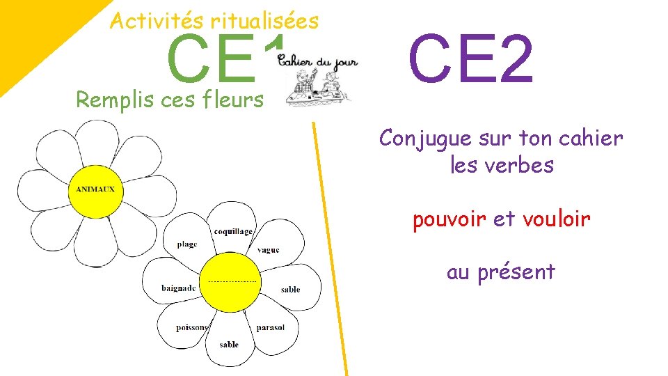 Activités ritualisées CE 1 Remplis ces fleurs CE 2 Conjugue sur ton cahier les