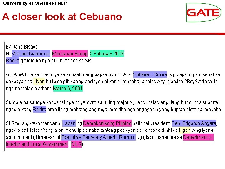 University of Sheffield NLP A closer look at Cebuano 