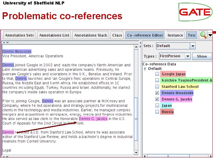 University of Sheffield NLP Problematic co-references 