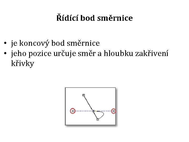 Řídící bod směrnice • je koncový bod směrnice • jeho pozice určuje směr a