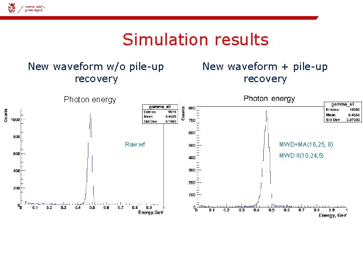 08 -11 -2018 | 15 Simulation results New waveform w/o pile-up recovery New waveform