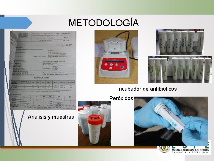 METODOLOGÍA Incubador de antibióticos Peróxidos Análisis y muestras 