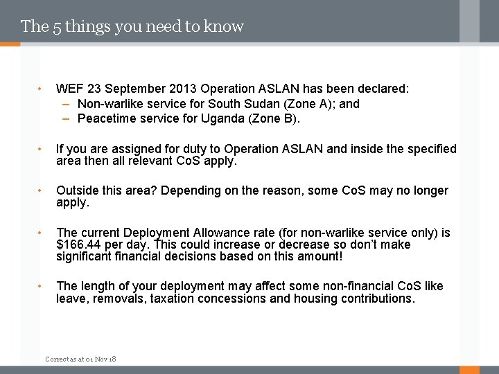 The 5 things you need to know • WEF 23 September 2013 Operation ASLAN