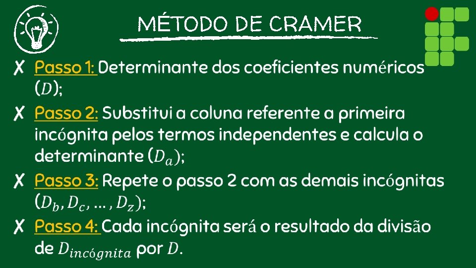 MÉTODO DE CRAMER 