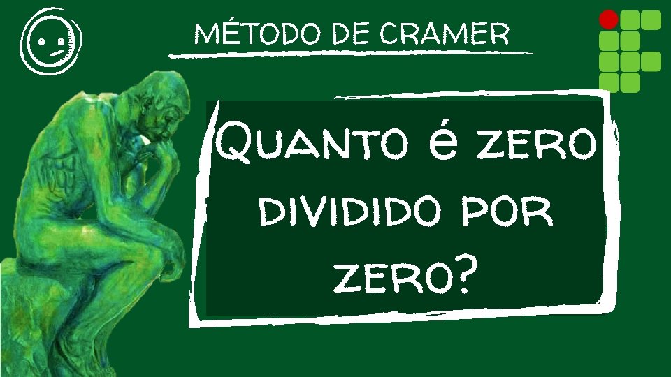 MÉTODO DE CRAMER Quanto é zero dividido por zero? 