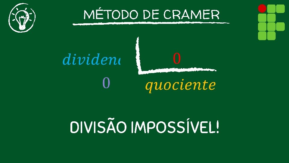 MÉTODO DE CRAMER DIVISÃO IMPOSSÍVEL! 