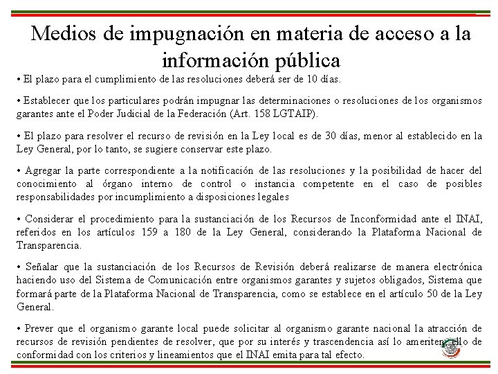 Medios de impugnación en materia de acceso a la información pública • El plazo