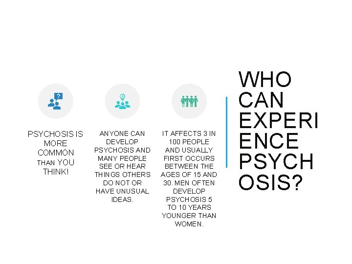 PSYCHOSIS IS MORE COMMON THAN YOU THINK! ANYONE CAN DEVELOP PSYCHOSIS AND MANY PEOPLE PSYCHOSIS IS MORE COMMON THAN YOU THINK! ANYONE CAN DEVELOP PSYCHOSIS AND MANY PEOPLE