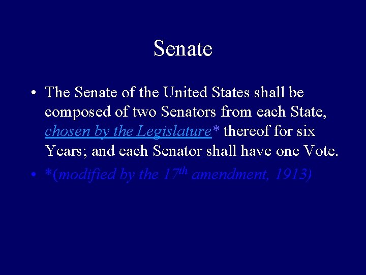 Senate • The Senate of the United States shall be composed of two Senators