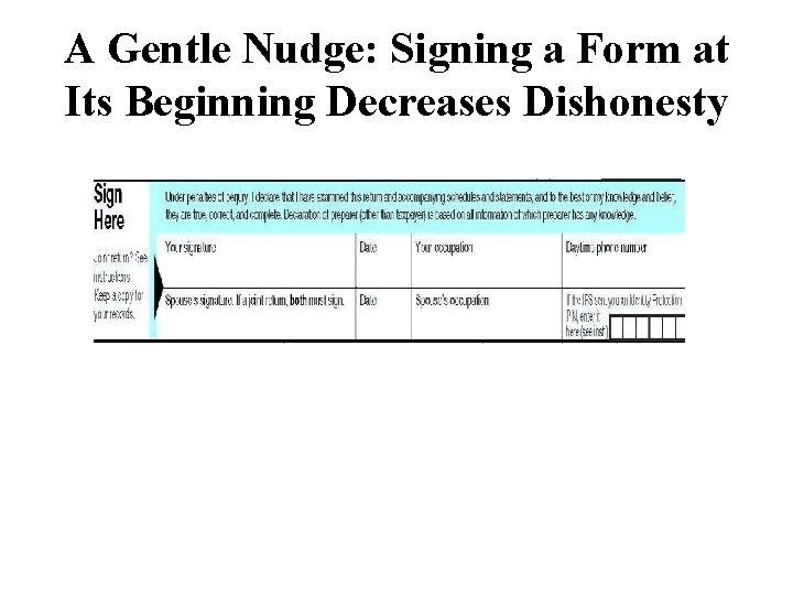 A Gentle Nudge: Signing a Form at Its Beginning Decreases Dishonesty 